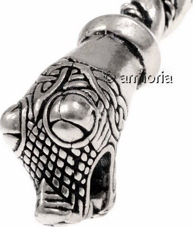 Bracelet Torque Viking têtes de dragons d'Oseberg en plaqué argent 
