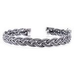 Bracelet Viking souple avec tressage en argent massif 