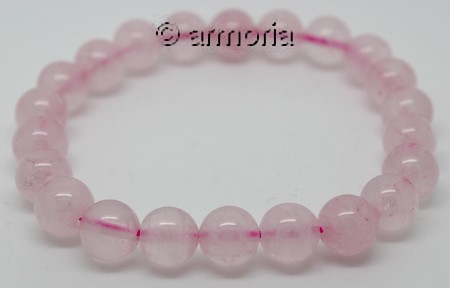 Bracelet de Perles en Quartz Rose 8 mm Taille Medium