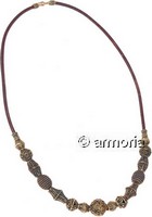 Collier de perles Viking en cuir et bronze