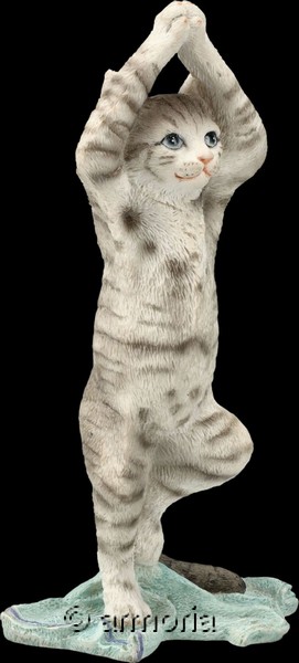 Figurine Chat gris yoga marque Veronese