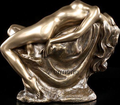 Figurine Femme nue allongée sur un Rocher aspect bronze marque Veronese