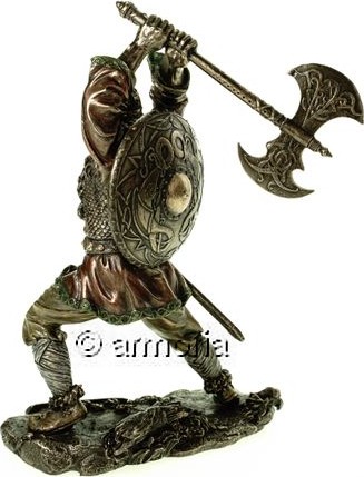 Figurine Guerrier Viking avec Double Hache aspect bronze Marque Veronese