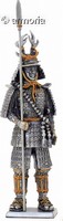Figurine Samouraï debout avec lance en étain marque Veronese