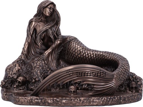 Figurine Sirène et têtes de Mort "Sirens Lament" de Anne Stokes aspect bronze 