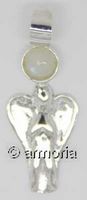 Pendentif Ange en argent surmonté d'un cabochon en Pierre de Lune 
