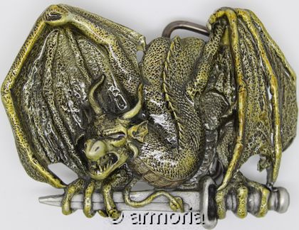 Boucle de ceinture Dragon Jaune sur Epée