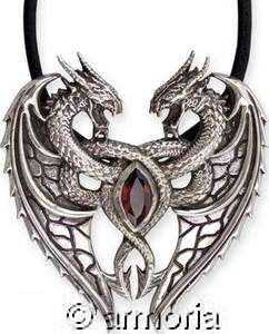 Pendentif Dragon's Heart en argent, 4.4 cm