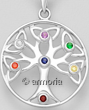 Pendentif Arbre de Vie Chakra en argent