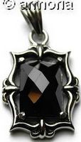 Pendentif gothique rectangulaire en acier, cristal noir