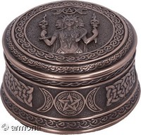 Boite Triple Déesse Hécate et Pentacle aspect bronze Marque Veronese 