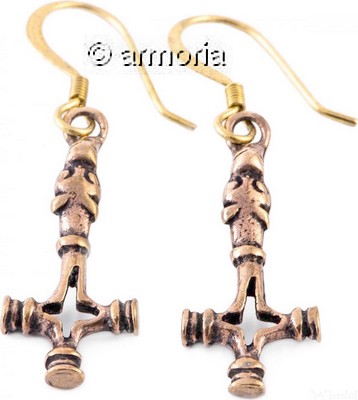 Boucles d'oreilles Viking Croix du Loup en bronze 