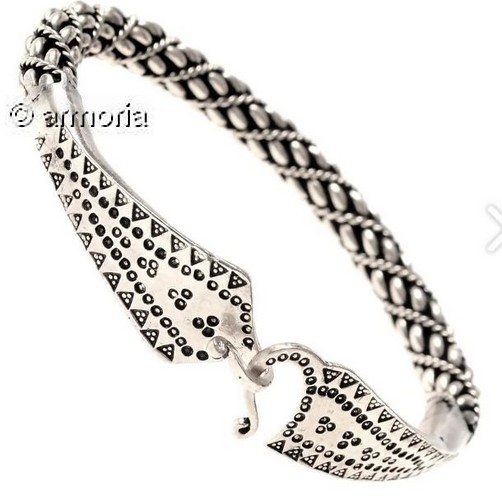 Bracelet viking rigide-réplique historique de Malvik-en plaqué argent 