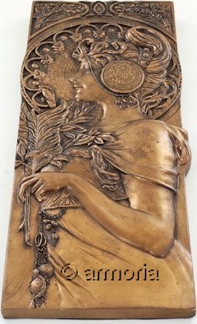 Décoration Murale Femme de l'Automne Art Nouveau aspect bronze