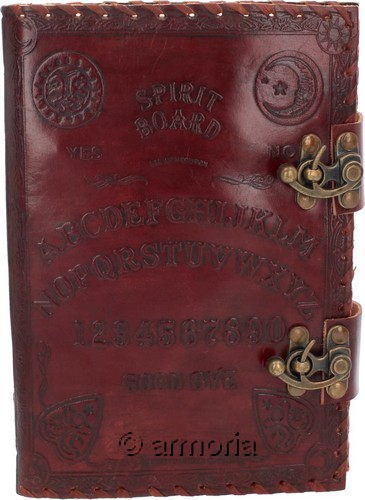 Cahier Grimoire en cuir Ouija avec fermetures métal 