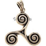 Pendentif Celte Triskel avec Spirales en bronze