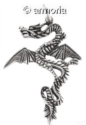 Pendentif Dragon de profil aux ailes déployées