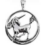 Pendentif Licorne dans un Cercle en argent