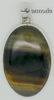 Pendentif Oeil de Tigre et argent ovale 