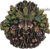 Sculpture Murale Visage Arbre ou Green Man représentant le printemps Ostara Marque Veronese