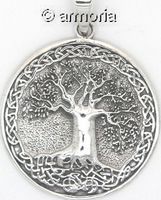 Pendentif Arbre de Vie cerclé d'entrelacs en argent, 3 cm