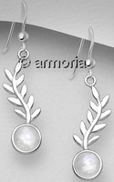 Boucles d'oreilles Feuille en argent et pierre de lune