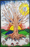 Tenture Arbre de Vie avec décor en couleurs, 140 x 210 cm