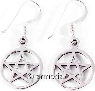 Boucles d'Oreilles Pentacle Cerclé en argent 