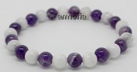 Bracelet de Perles en Améthyste et Howlite 6 mm Taille Small 