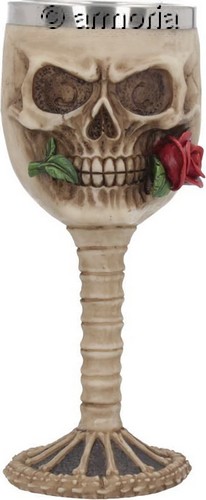 Calice Gobelet Gothique Tête de Mort avec Rose Rouge 
