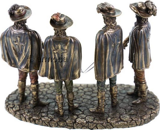Figurine D'Artagnan et Les 3 Mousquetaires  aspect bronze Marque Veronese 