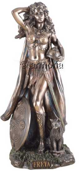Figurine Freya déesse nordique de l'amour en résine aspect bronze Marque Veronese