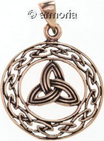 Pendentif Celte Triquetra cerclé d'Entrelacs en bronze 