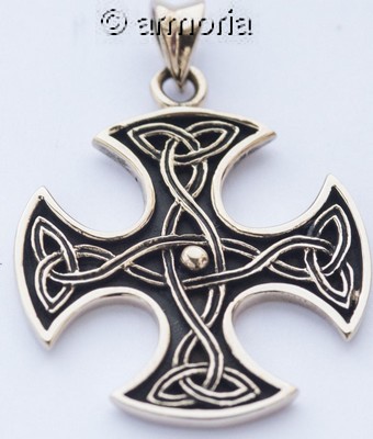 Pendentif Croix Celtique avec Entrelacs en bronze 