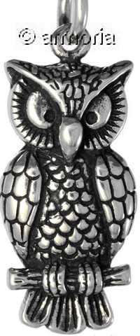 Pendentif Hibou sur branche en argent