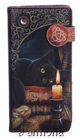 Portefeuille en relief Chat couché devant bougie "Witching Hour" de Lisa Parker 