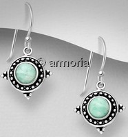 Boucles d'oreilles Cercle oxydé en argent et Amazonite