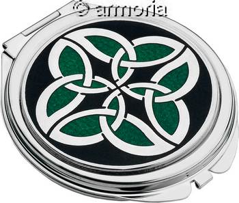 Miroir de poche Entrelacs Celtes fond noir et vert