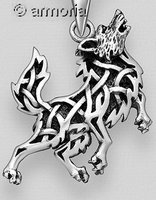 Pendentif Loup en mouvement en argent