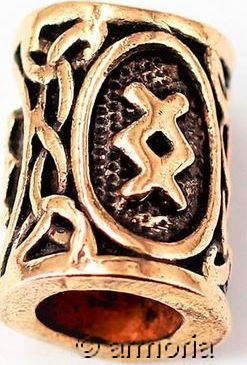 Perle à barbe ou cheveux Rune Ingwaz en bronze