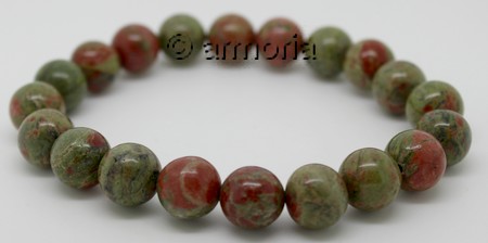 Bracelet de Perles en Unakite 10 mm Taille Large