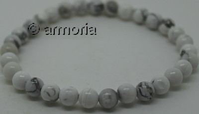 Bracelet de perles en Howlite 6  mm taille L 