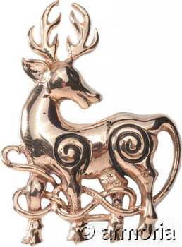 Broche Celte Cerf avec Spirales en bronze