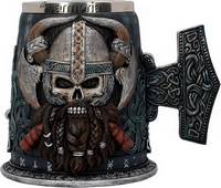 Chope Viking Tête de Mort Viking et Marteau de Thor 