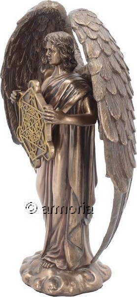 Figurine Archange Metatron et Fleur de Vie  aspect bronze 