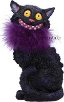 Figurine Chat noir déjanté moumoute violette