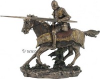 Figurine Chevalier Médiéval avec Lance aspect bronze marque Veronese 