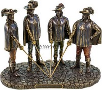 Figurine D'Artagnan et Les 3 Mousquetaires  aspect bronze Marque Veronese 