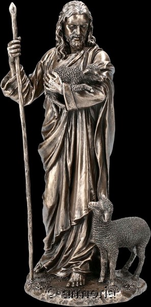 Figurine Jésus le bon Berger aspect bronze marque Veronese