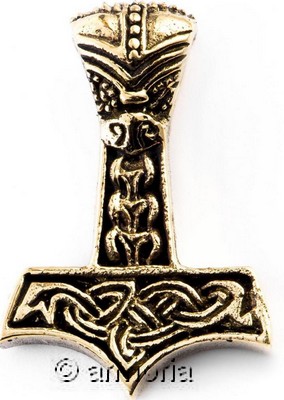 Pendentif Marteau de Thor et Symboles Viking en bronze 